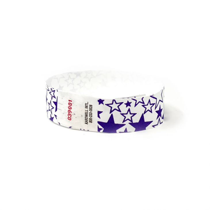 Tyvek 3/4" 1 Color Designer Wristbands, Stars (500 per box) main image
