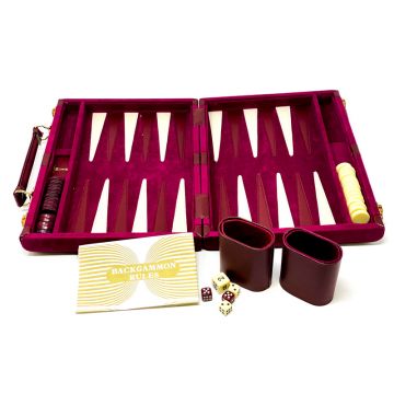 Backgammon Set: Designer Backgammon Set, Velour, Maroon, 11 in. x 8 in.