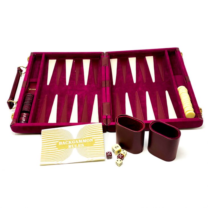 Backgammon Set: Designer Backgammon Set, Velour, Maroon, 11 in. x 8 in. main image