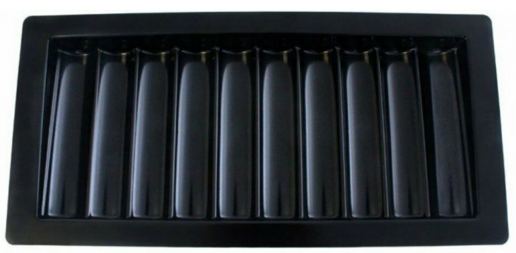 Table Insert Tray: 10 Row Plastic Chip Tray, 500 Capacity. Inner Dim.: 16-7/8" x 7-1/4". Outer Dim.: main image