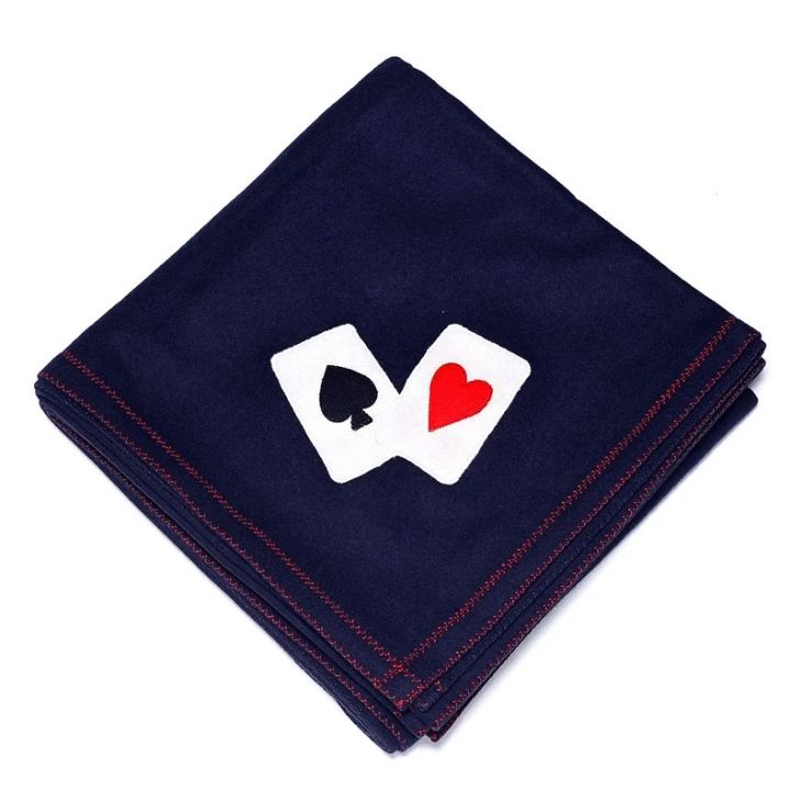 Bridge Table Cover, Wool-Nylon, Design #03 - "Bridge" and Pips, Blue main image