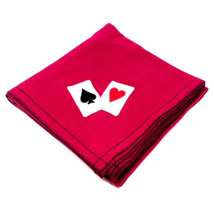Bridge Table Cover, Wool-Nylon, Design #03 - "Bridge" and Pips, Burgundy main image