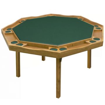 Poker Table: Octagonal Poker Table with Folding Wooden Legs, Period Style, 57 in. Diameter, Oak, Fel