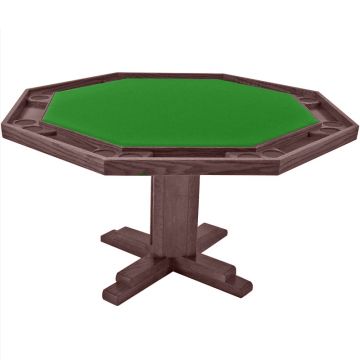 Poker Table: Octagonal Poker Table with Pedestal Base, 57 in. Diameter, Maple Finish, Felt Top