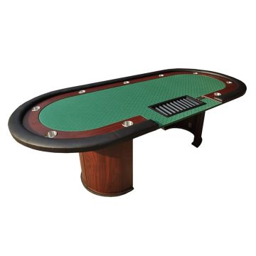 Poker Table: Stud Poker Table with Twin Pillar Legs, Dealer Area, Chip Tray, and Money Slot, 96 in.