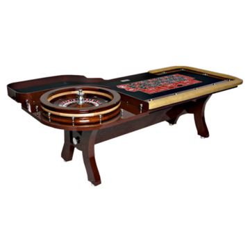 Roulette Table: 9 Foot Casino Style Deluxe Roulette Table H-Style Wooden Legs