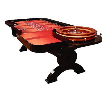 Roulette Table: 8 Foot Casino Style Roulette Table with Inset Cup Holders and Stylish Wooden Legs