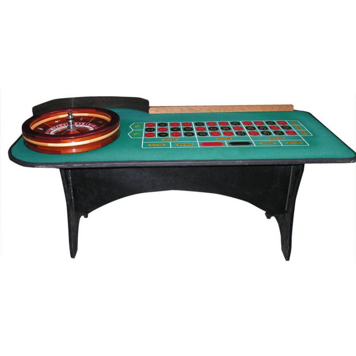 Roulette Table: 8 Foot Casino Style Roulette Table and Slab-Style Wooden Legs main image