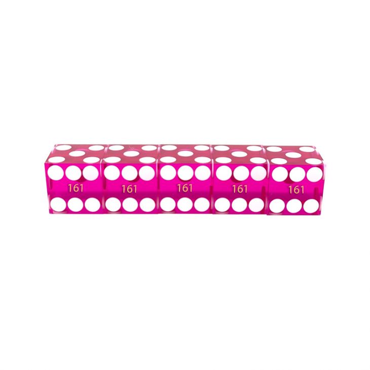Flush Spots Casino Dice: 3/4 in., High Polish, Razor Edge, Pink with Serial Numbers (Stick of 5) main image