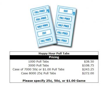 Pull Tabs: Happy Hour Pull Tabs, 25 Cent Game (Tray of 1,000)