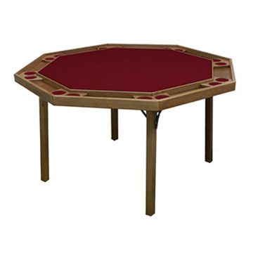 Poker Table: Octagonal Poker Table with Folding Wooden Legs, Modern Style, 57 in. Diameter, Maple Fi
