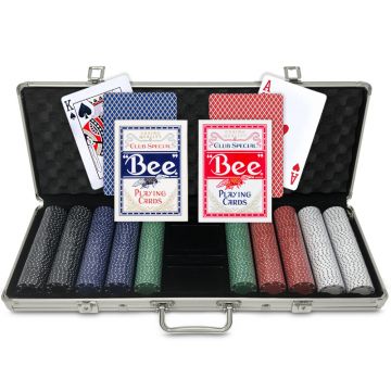 Bee Poker Chip Set: 500 11.5 Gram Cards Suit Chips with Bee Playing Cards in Aluminum Case