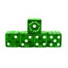 Ring Eye Casino Dice: 3/4 in. Green Las Vegas 1998 Dice with Serial Nos. (Stick of 5)