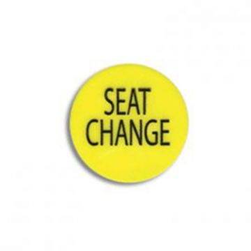 Seat Change Button: 1.5 in. Diameter, Yellow with Black Imprint