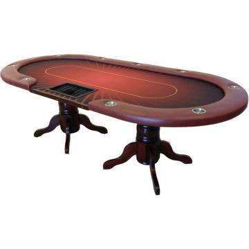 Poker Table: Stud Poker Table with Twin Pillar Legs, Vinyl-Trim Playing Surface, Dealer Area, and AB