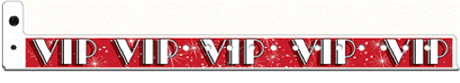 Plastic 3/4" Wristbands, V.I.P. Broad Way Design, Purple with VIP in White. 500 Wristbands per box. main image