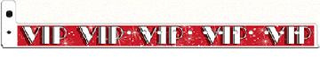Plastic 3/4" Wristbands, V.I.P. Broad Way Design, Black with VIP in White. 500 Wristbands per box.