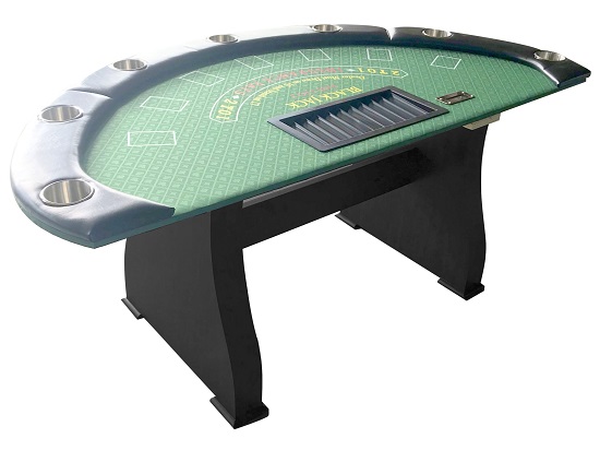 Full Size Folding Blackjack Table with Deep-Dyed Billiard Cloth Layout, 36”  Height Legs