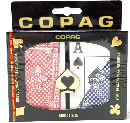 Copag Copa Casino Plastic Playing Cards Set: Narrow, Super Index, Red/Blue main image