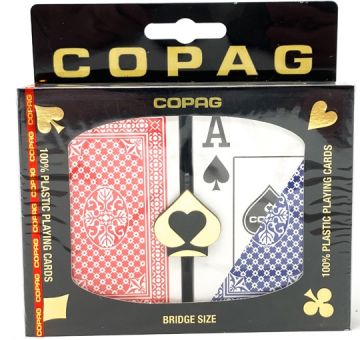 Copag Copa Casino Plastic Playing Cards Set: Narrow, Super Index, Red/Blue