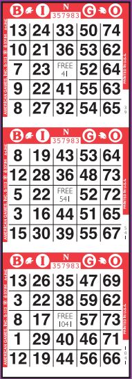 3 on Vertical Bingo Paper - 3,000 Sheets per Case main image