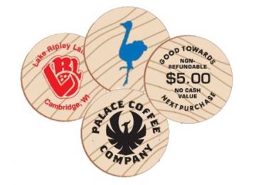 Custom Wooden Nickel -1 Side Imprint - 1 Color