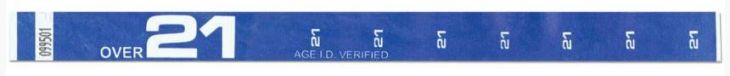 Tyvek 3/4" 1 Color Designer Wristbands, Over 21 (500 per box) main image