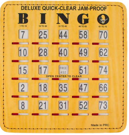 Quick, Clear Stitched Bingo Shutter Cards: 6-ply, Light Wood Color Face, #ST1 (per Set of 50 Cards) main image