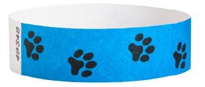 Tyvek 3/4" Paw Print Wristbands - 500 per box