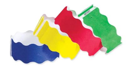 Yellow Tyvek 1" Wavy Cut Wristbands - 500 per box main image